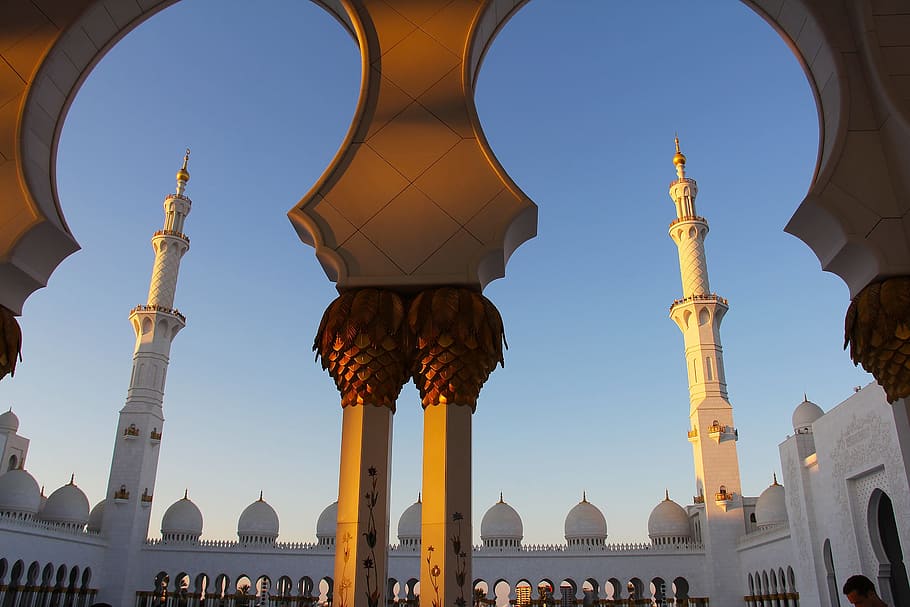 mosque, blue, sky, day, sunset, evening, pray, muslim, amazing, sheikh zayed grand mosque