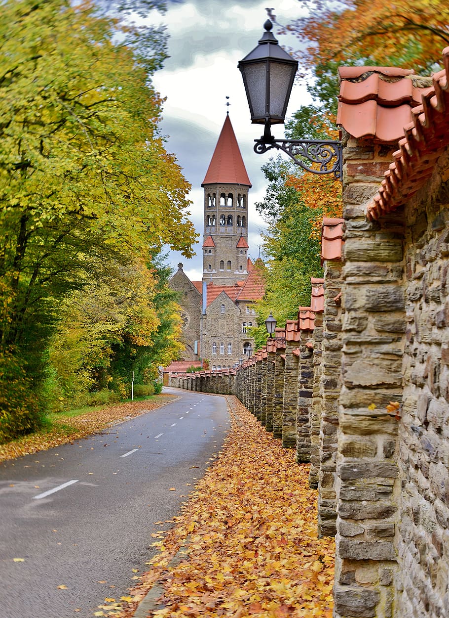 abbey, luxembourg, clervaux, architecture, historical, wall, roof tiles, abbey wall, autumn, lantern