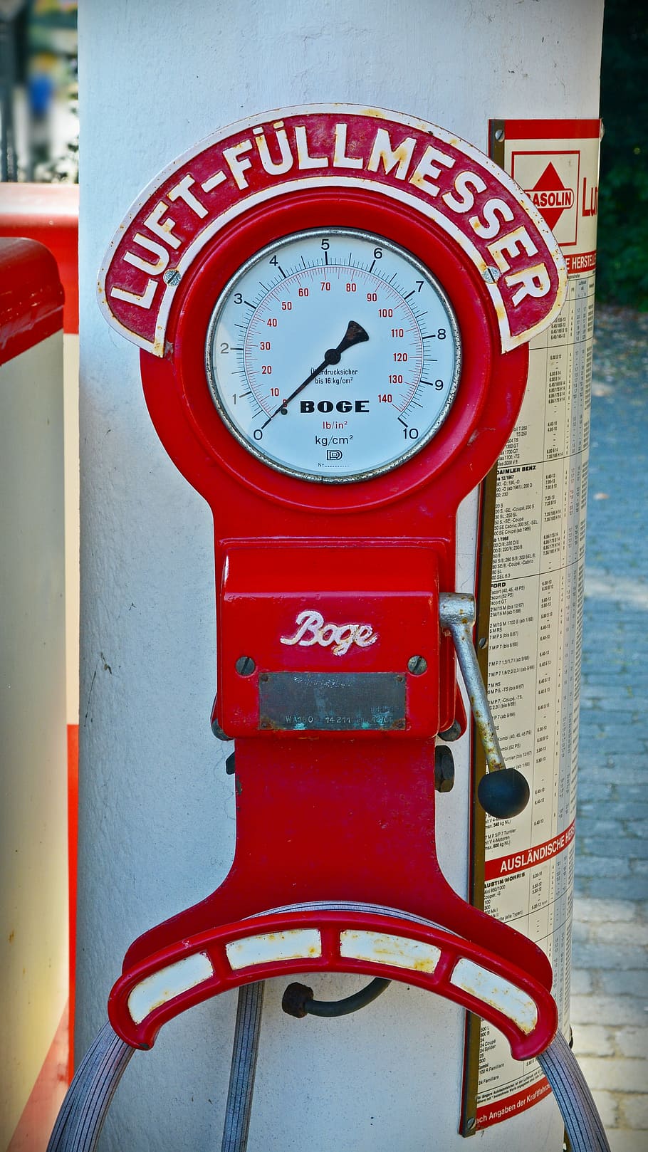 technology, gauge, petrol stations, old, show, fittings, machine, air pressure, red, communication
