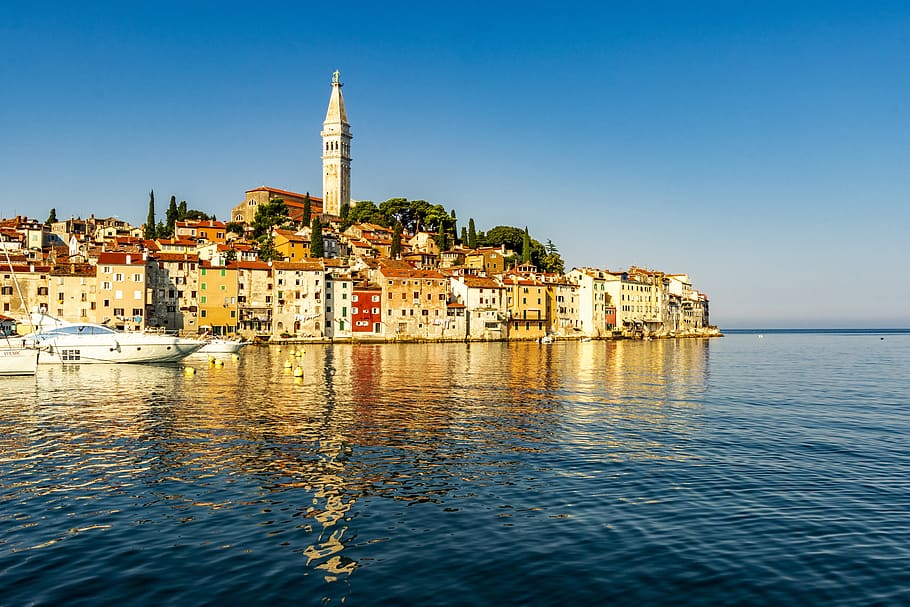 croatia, rovinj, view, sea, port, building exterior, architecture, built structure, water, building