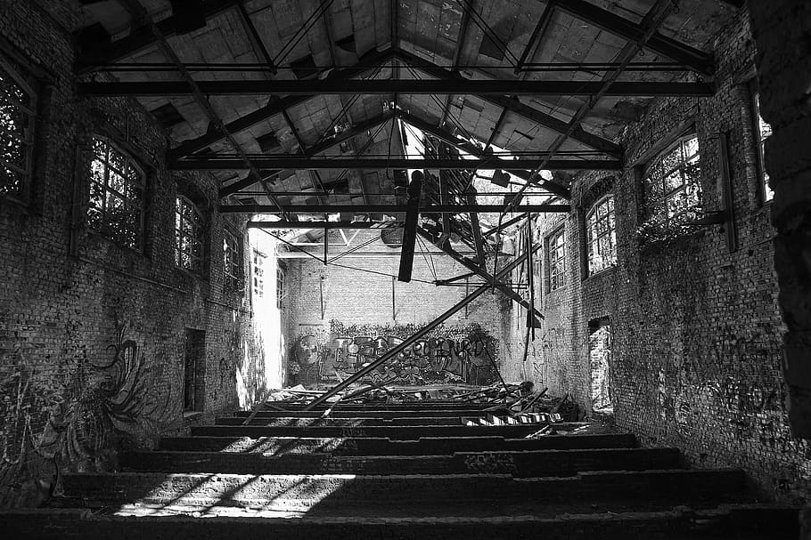 lugar perdido, pforphoto, abandonado, quartel, construção, ruína, arquitetura, estrutura construída, escadaria, velho