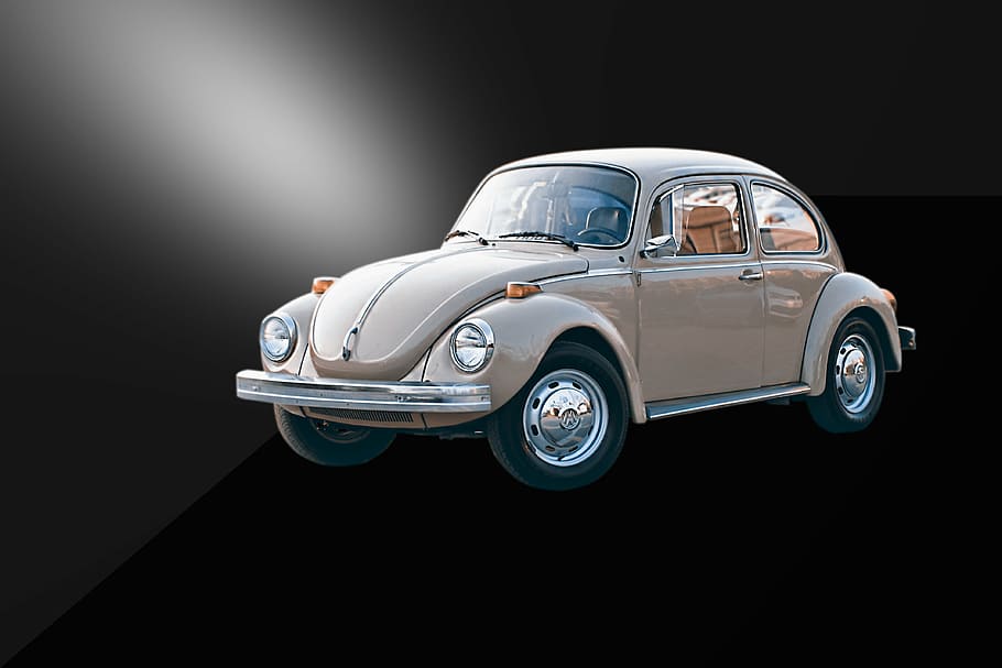 gris, volkswagen beetle coupe, auto viejo, históricamente, auto, viejo, oldtimer, vehículo, automotriz, pkw