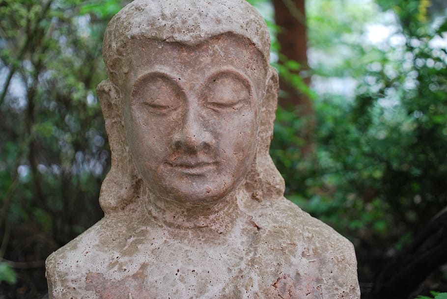 religion, buddha figure, garden, asia, eastern religion, meditation, art, head, stone figure, dedication