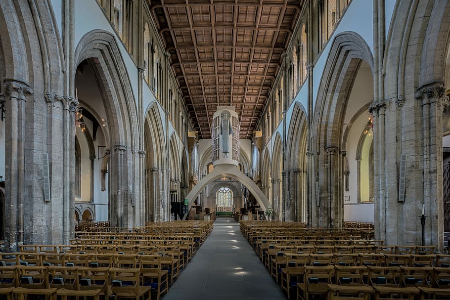llandaff cathedral nave, Llandaff Cathedral, Nave, Cardiff, cathedral, chapel, holy, pews, public domain, religion