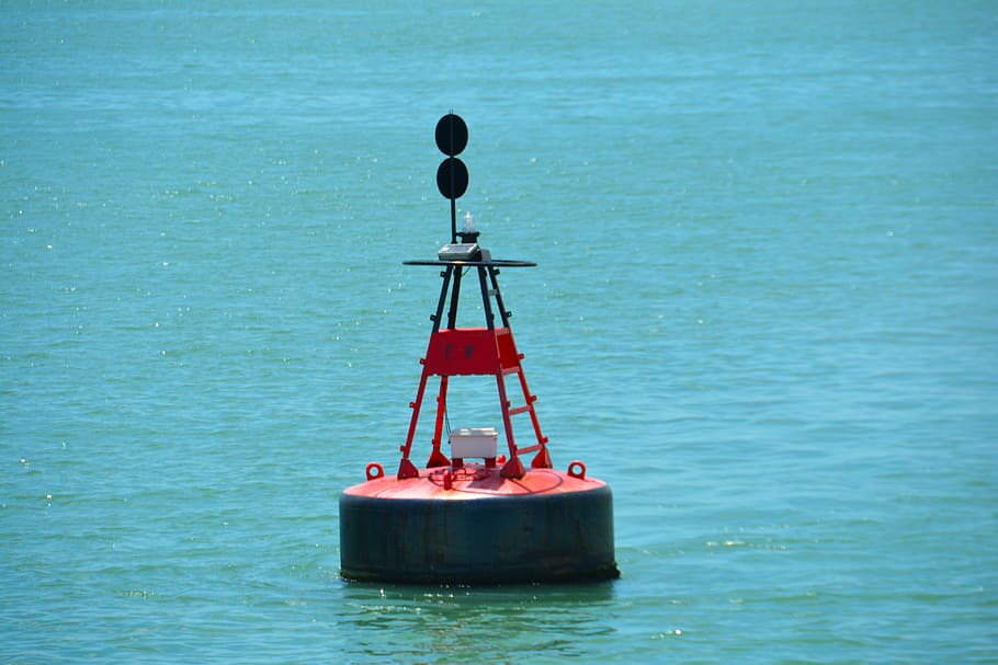 buoy, float, water, sea, floating, coastal, marine, lifebuoy, blue, navigation mark