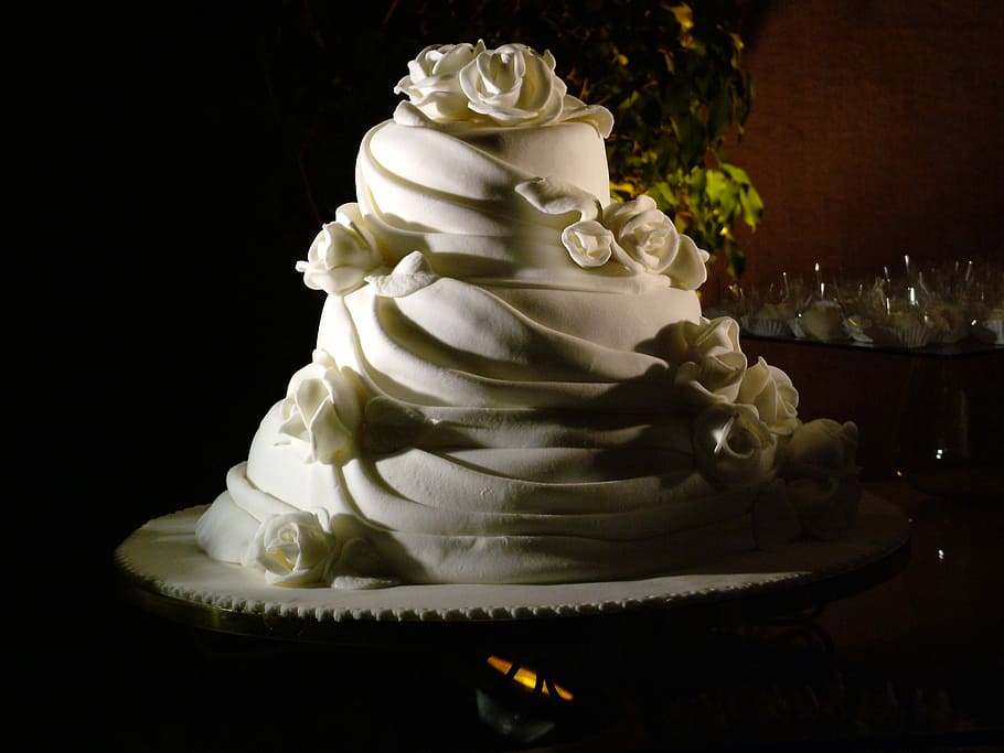 Marriage, Cake, lighting, black background, close-up, indoors, studio shot, food, art and craft, sweet