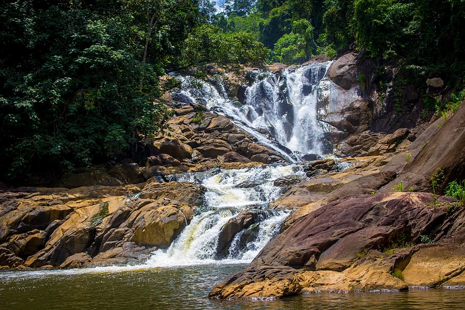 water fall, waterfall, water, nature, stream, river, waterfalls, sri lanka, deniyaya, beauty in nature