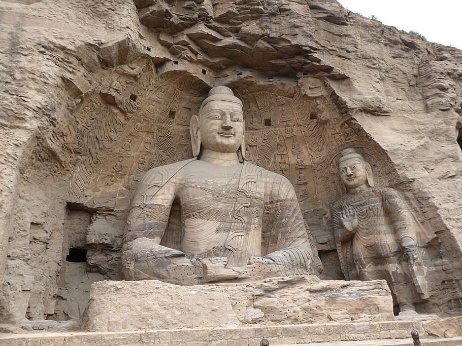 buddhism, yungang grottos, yungang caves, china, shanxi, datong, sculpture, religion, cave temple, tang dynasty