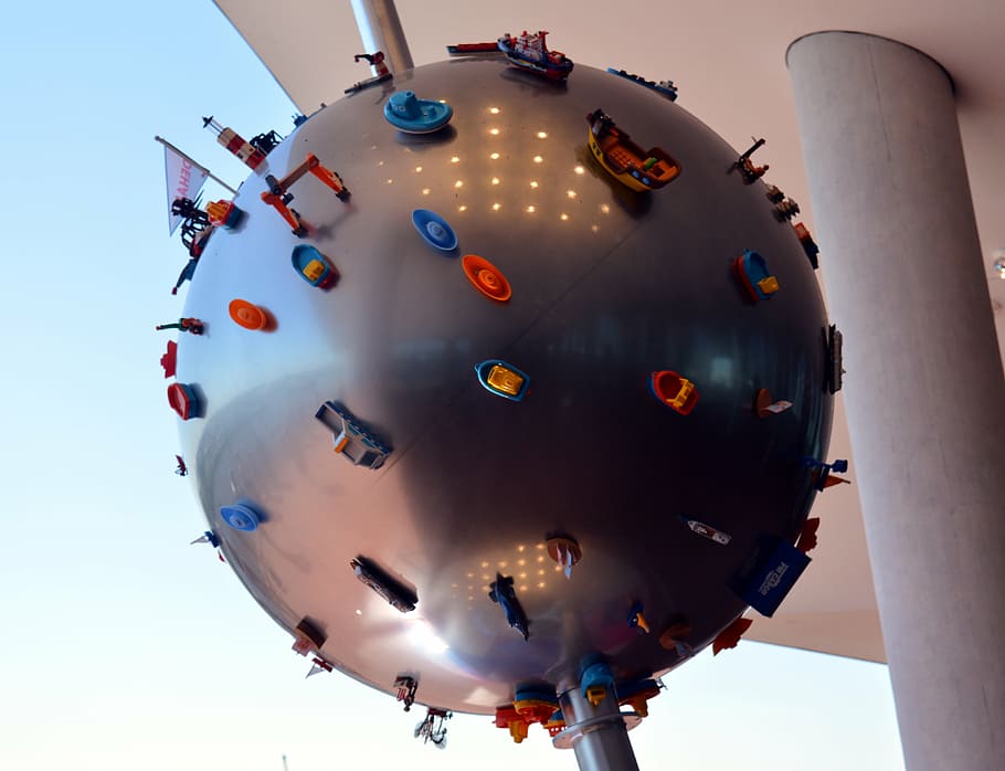bola, globo, sobre, sala filarmónica del elba, decoración, naves, mundo, tierra, hamburgo, hito