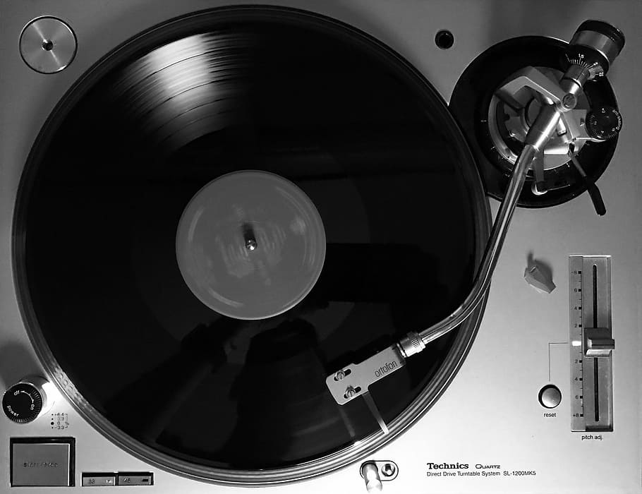 black, white, vinyl record player, Black White, Vinyl Record, Record Player, player, record, vinyl, music