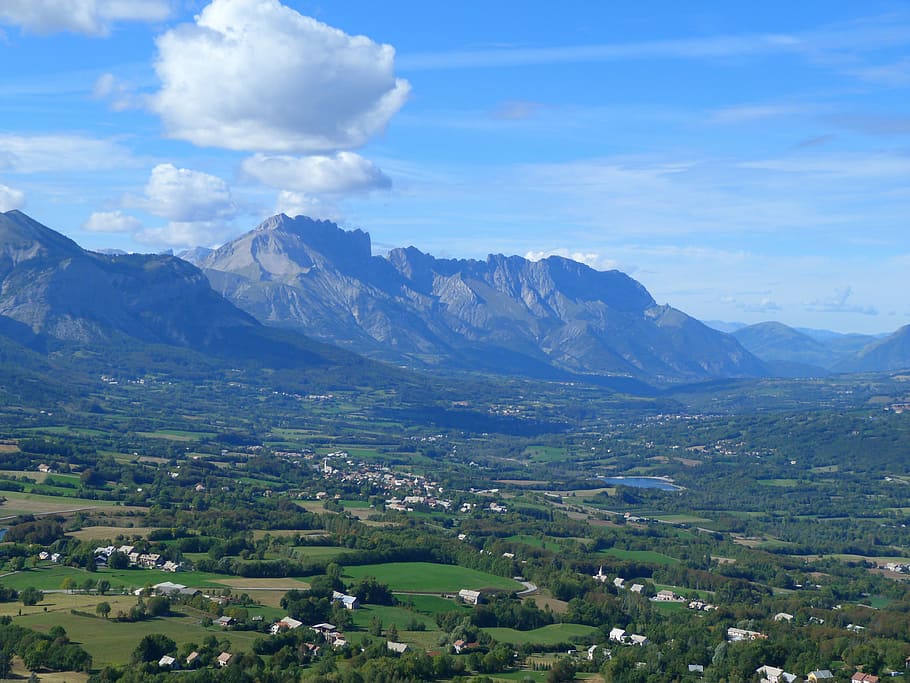 valley of champsaur, landscape, hautes alpes, nature, mountain, scenics - nature, beauty in nature, environment, cloud - sky, mountain range