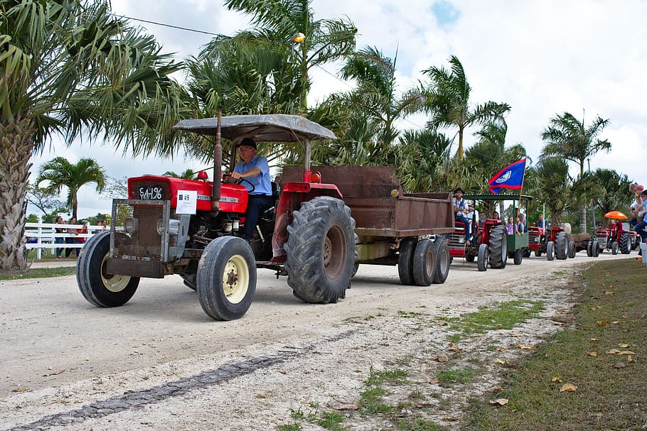 parade, belize, farming community, tractor, rural, farmers, banner, flag, spanish lookout, trailer