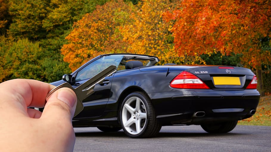 person, holding, key, facing, coupe, car key, hand, car, auto, automobile