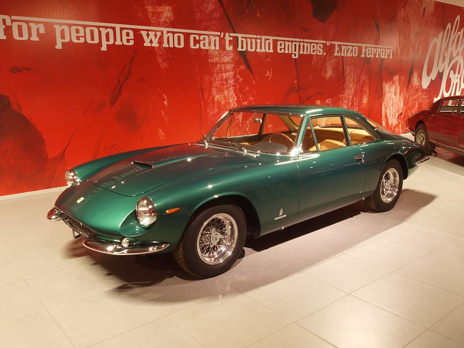 vendimia, verde, coche, adentro, sala de exposición, Ferrari 500, 1965, automóvil, motor, combustión interna