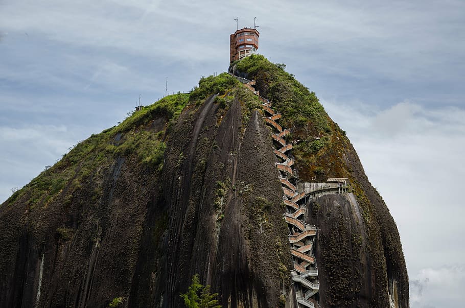torre, topo, colina, colômbia, guatape, turismo, locais de interesse, vista, panorama, ensolarado