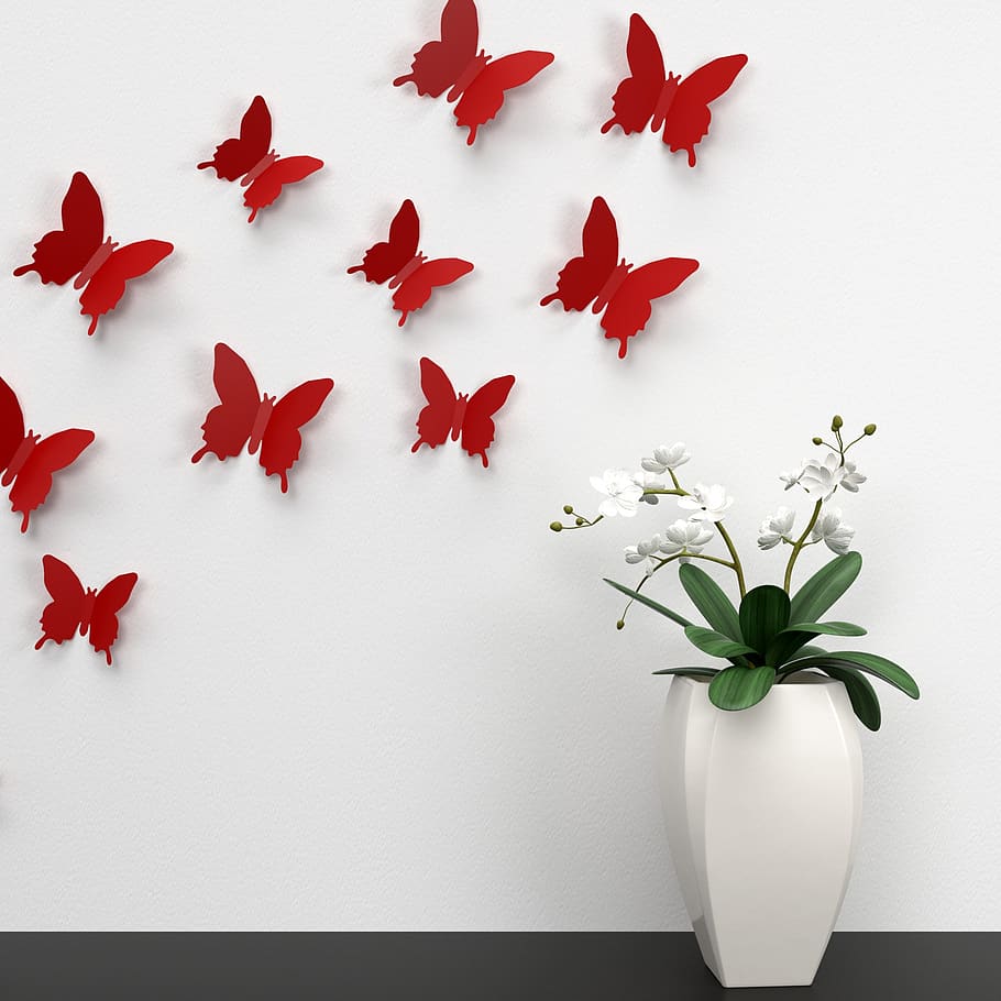 butterfly, wall, decoration, color, paper decoration, colorful, pleasure, sticker, plant, flower