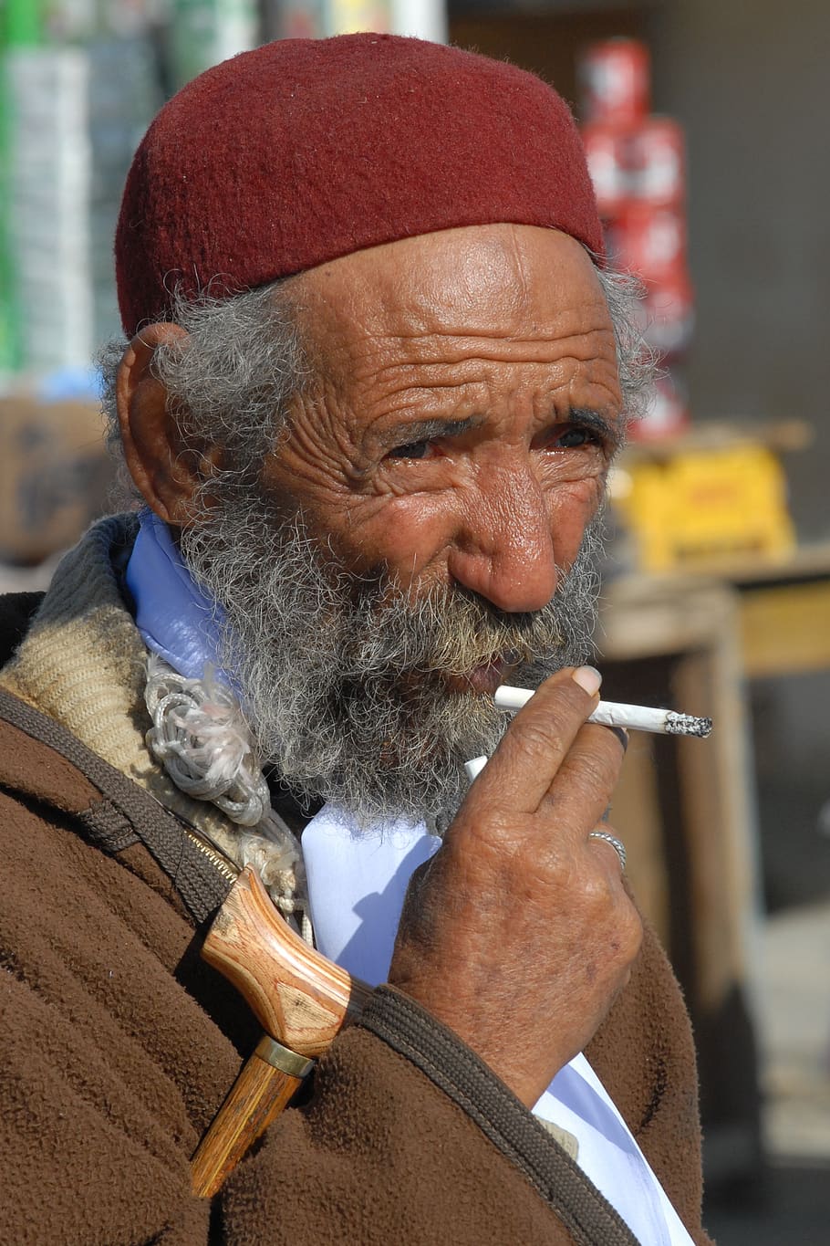 tunisia, man, old, portrait, face, expression, smoking, senior adult, facial hair, beard