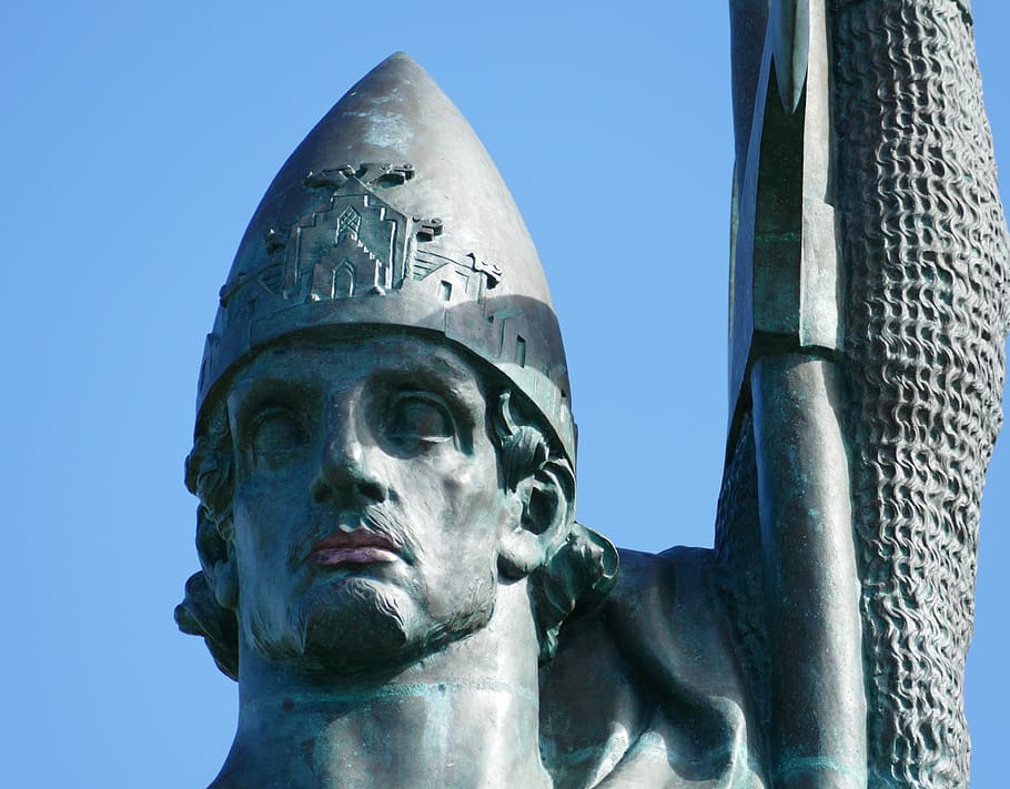 reykjavik, iceland, sculpture, figure, statue, art, monument, viking, armor, middle ages
