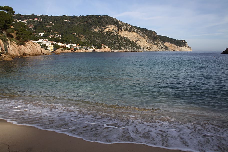 Playa, mar, Cataluña, es, begur, aiguablava, cala, costa, arena, olas