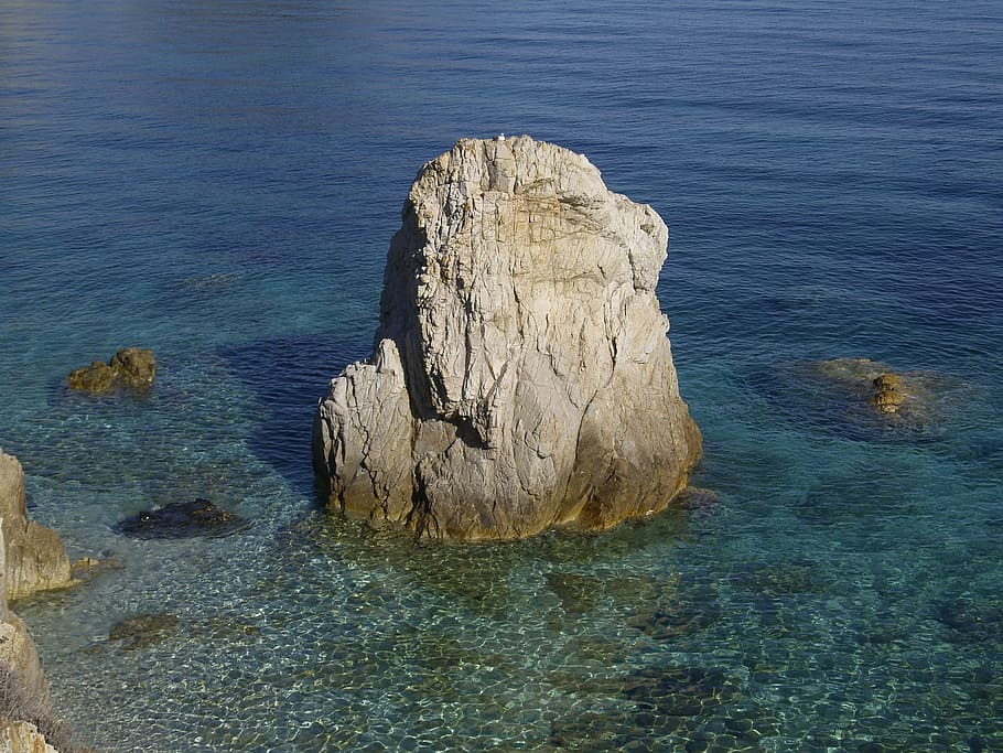 sea, summer, rock, elba island, italy, water, rock - object, beauty in nature, solid, rock formation