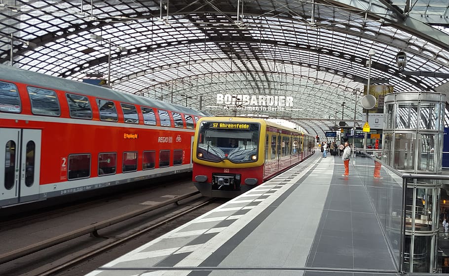 berlin, central station, germany, rail transportation, public transportation, mode of transportation, transportation, train, train - vehicle, track