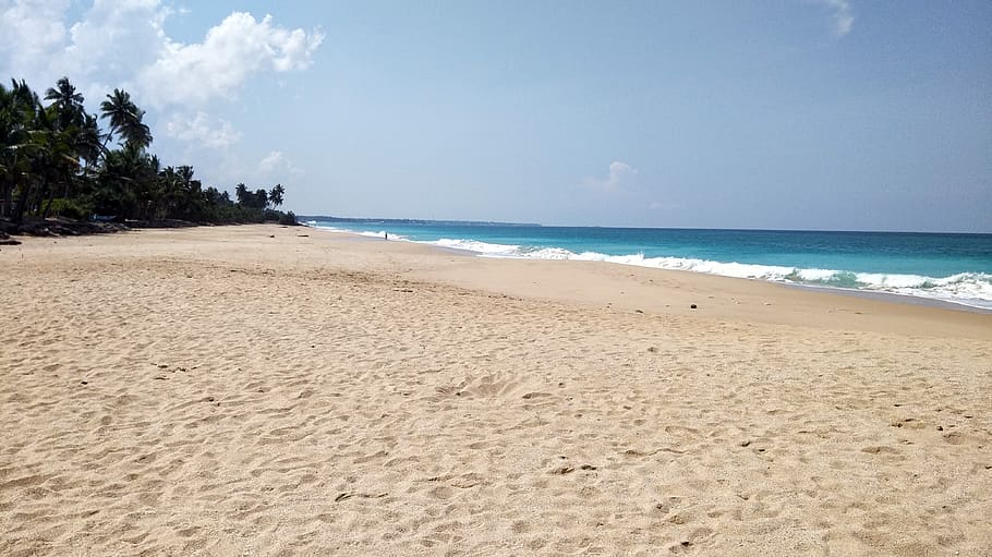 sri lanka, beautiful white beach, sea, tropical, beach, land, water, sky, sand, scenics - nature