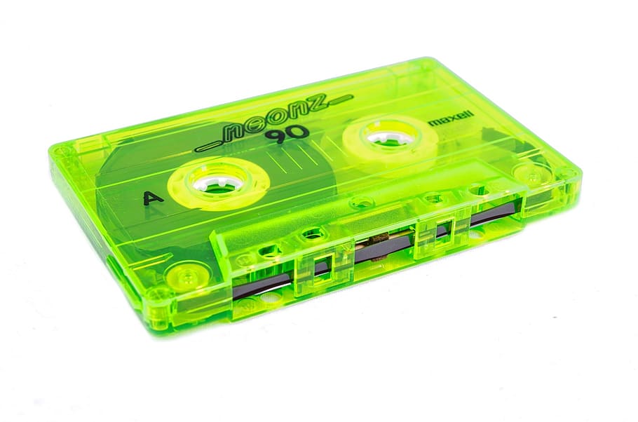 green, neonz 90 cassette tape, announcer, audio, neon, cassette, communication, concert, culture, digital
