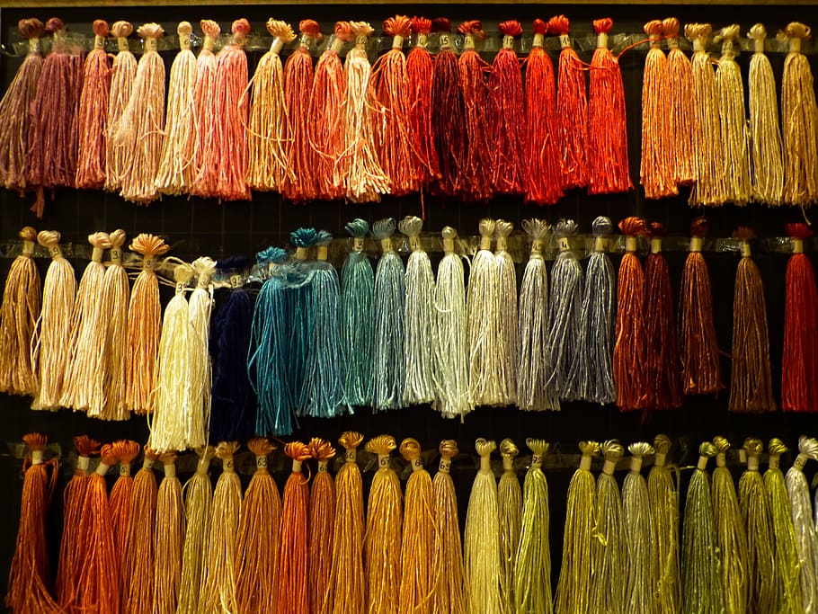assorted-color tassel lot, tassel, silk, thread, raw silk, yarn, weave, tying, colored, color