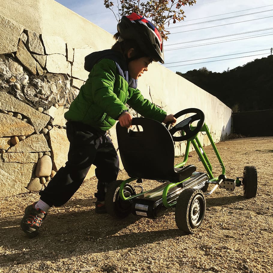 quadricycle, child, karting, go kart, 3 years young, boy, sport, real people, full length, lifestyles