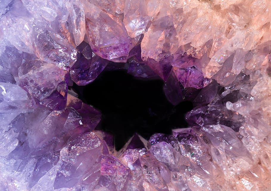 ungu geode, batu kecubung, kristal, ungu, makro, kuarsa, mineral, permata, batu, berharga