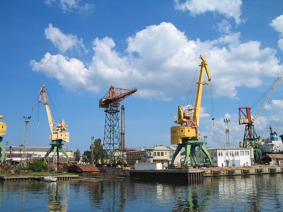 port, riga, latvia, crane, pipes, lifting crane, loads, cargo, harbor cranes, industry