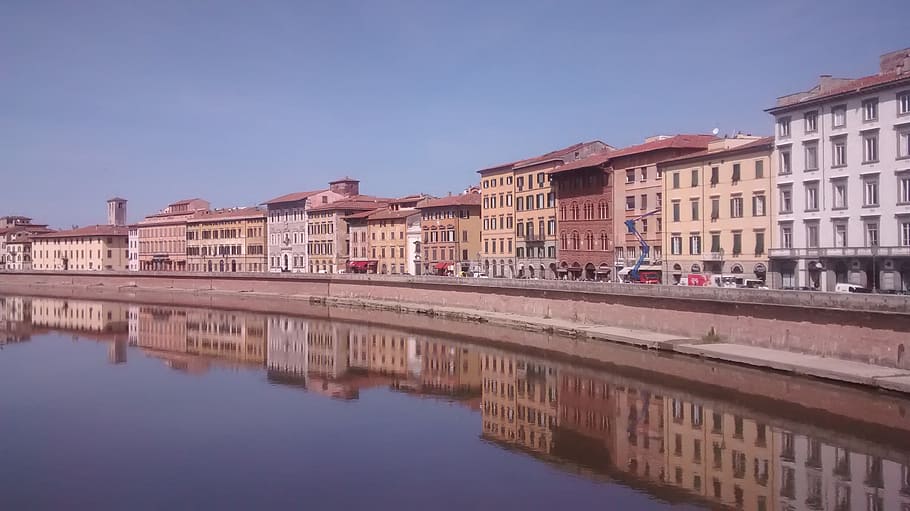 arno, tuscany, river, lungarno, pisa, architecture, building exterior, built structure, water, reflection