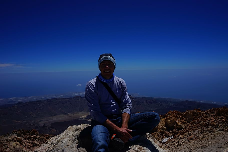 teide, summit, wanderer, summit success, mountaineering, mountaineer, view, panorama, distant view, outlook