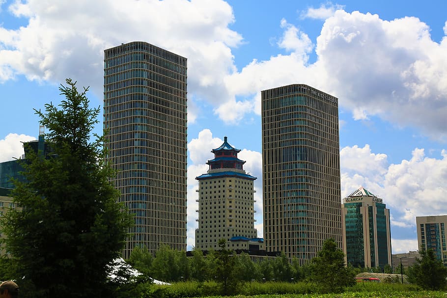 architecture, city, travel, modern, building, skyscrapers, buildings, sky, astana, kazakhstan