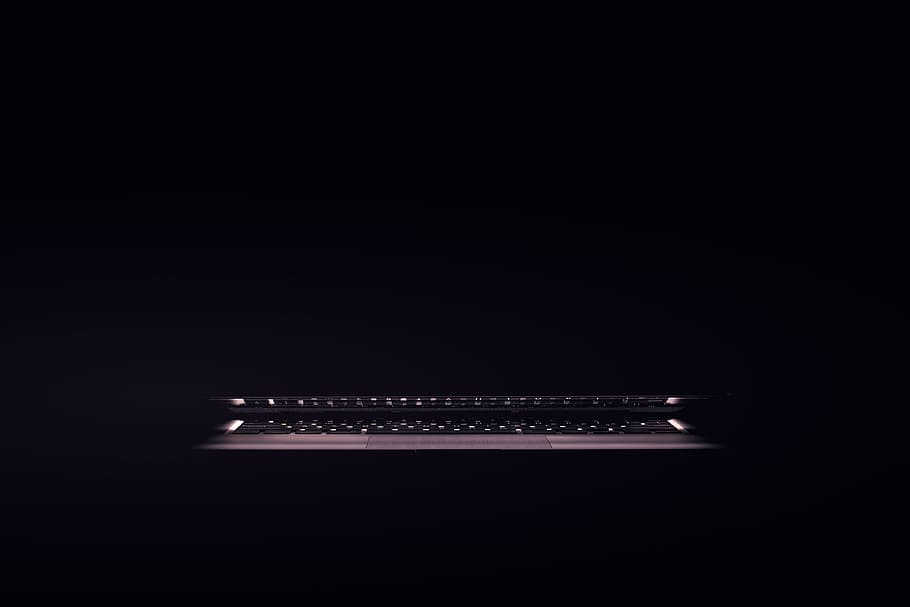 sitting, dark, room, Laptop computer, dark room, technology, computer, black Color, backgrounds, night