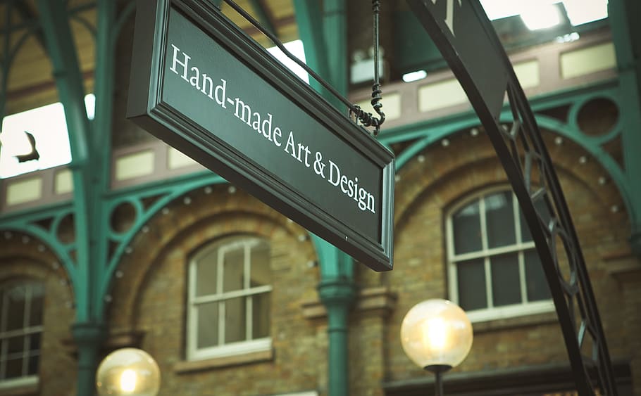 mano, hecho, signo de diseño de arte, signo, arte, diseño, tipografía, calle, Reino Unido, arquitectura