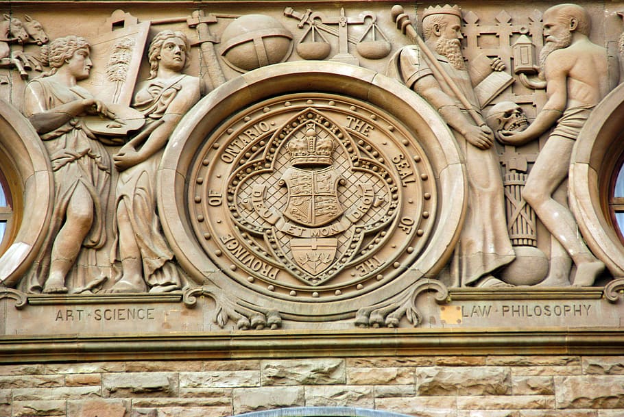 Canada, Toronto, University, St-George, architecture, currency, teaching, ornate, close-up, bas relief