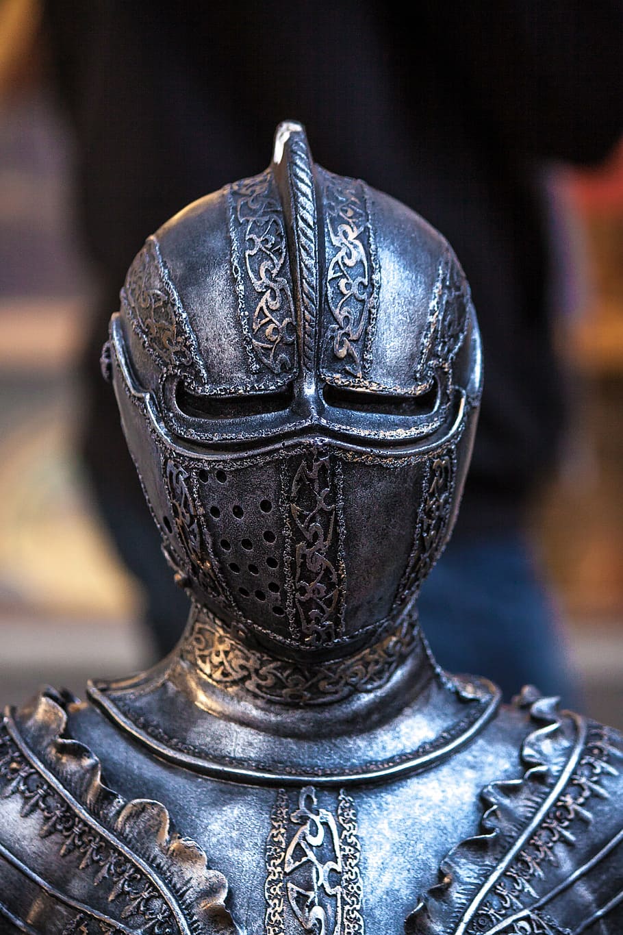closeup, gray, knight armor, metal, iron, armor, knight, chevalier, history, ancient