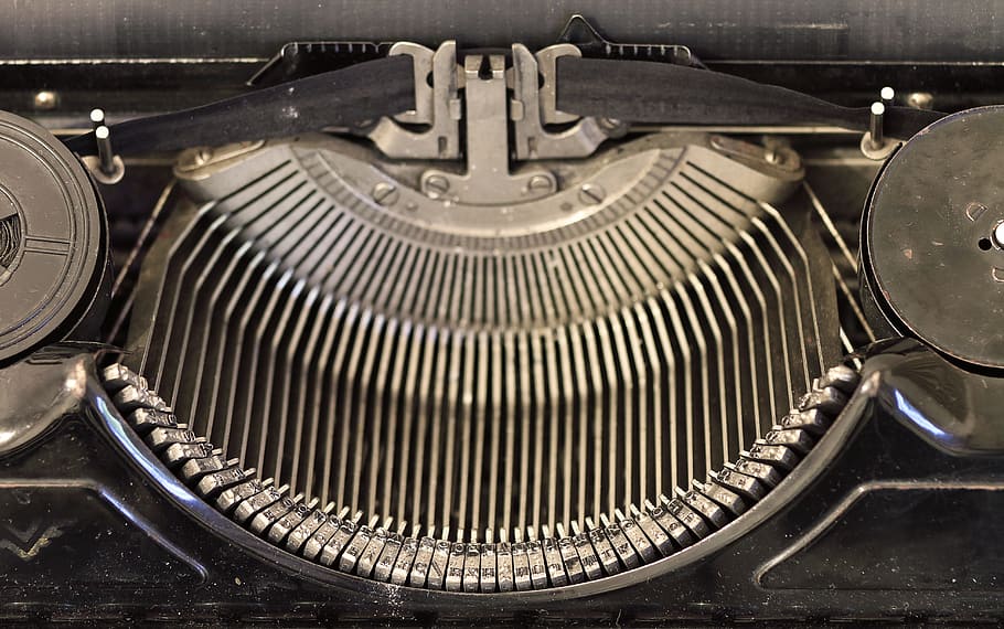 black, gray, typewriter, ribbon, writer, vintage, old, type, nostalgia, style