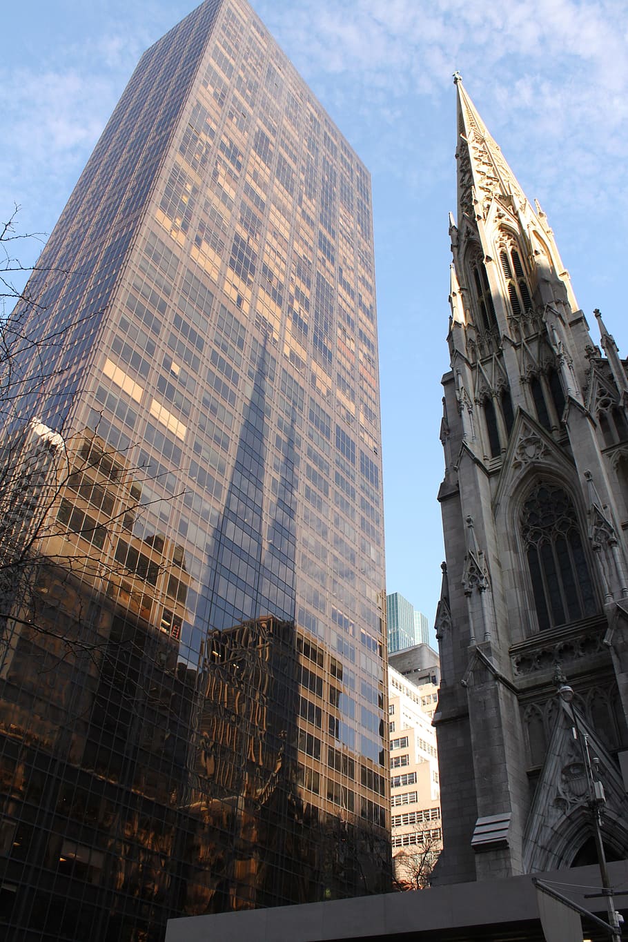 Reflexión, Catedral, Manhattan, Astor, lugar astor, edificio, rascacielos, arquitectura, iglesia, estructura construida