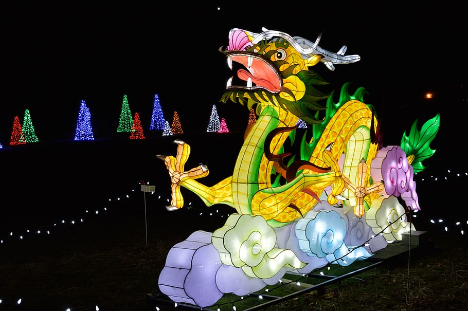 multicolor, dragón, fondo de pantalla de nubes, festival de luces, feriado, chino, celebración, festival, cultura, celebrar