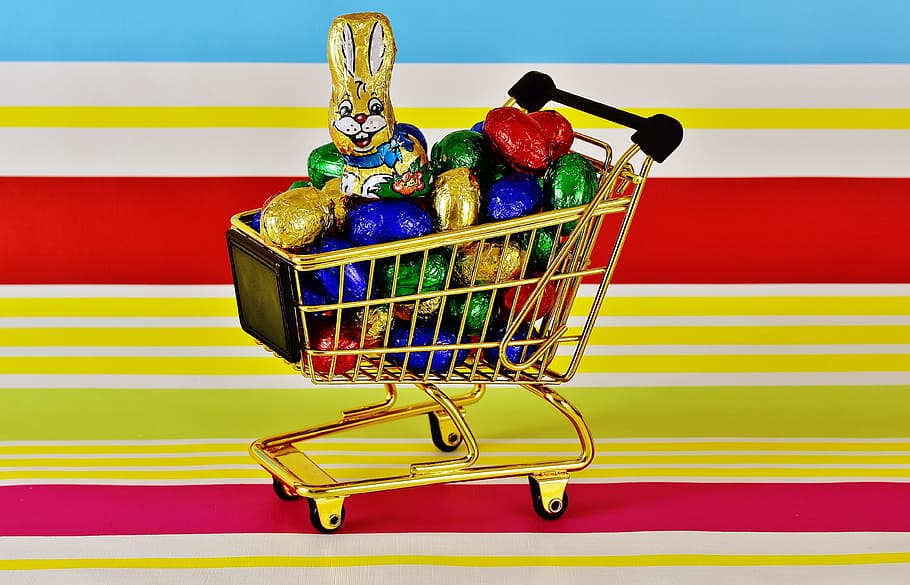 Keranjang Belanja, Telur Cokelat, Paskah, selamat paskah, kelinci paskah, telur paskah, warna, warna-warni, telur, merek
