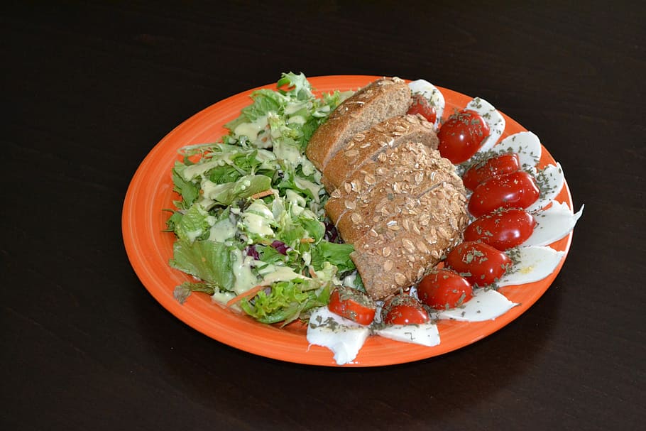 Salad, Supplement, Lunch, Tomato, mozzarella, healthy, food, vitamins, meal, nutrition