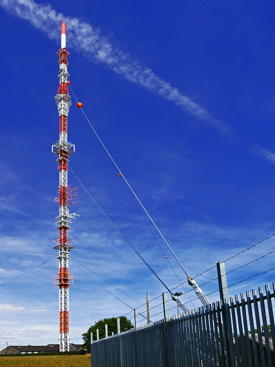 transmission tower, radio mast, transmitter, watch tv, radio, antennas, work levels, guy ropes, three-point mount, wdr