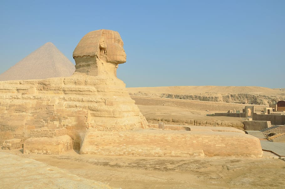 the great sphinx, egypt, desert, egyptian temple, giza, pyramids, hieroglyphs, camels, temple, nile