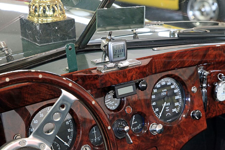 oldtimer, dashboard, classic, automotive, instrument panel, passenger compartment, restored, armature, speedometer, auto detail