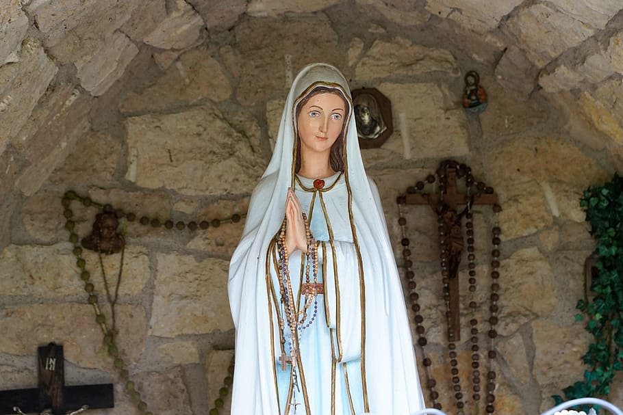 Virgen, estatua de María, dentro, hormigón, cueva, Maria, nacimiento, capilla, Nendingen, Tuttlingen
