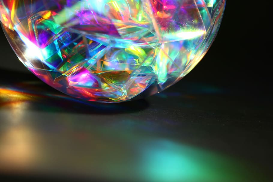 multi-colored disco ball, colored, disco ball, magic, orb, sphere, energy, spiritual, colourful, crystal