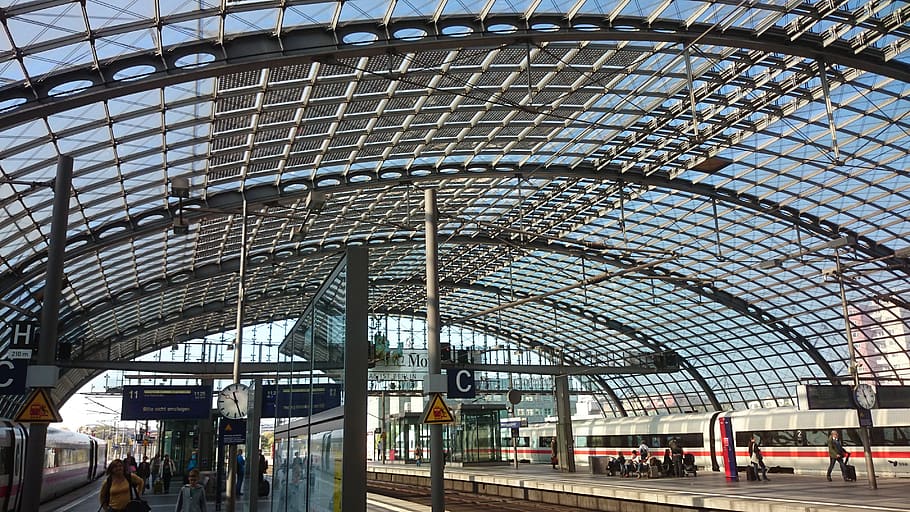 Techo de vidrio, estación de ferrocarril, Berlín, vidrio, techo, edificio, moderno, construcción de techo, estructura, techo de la estación