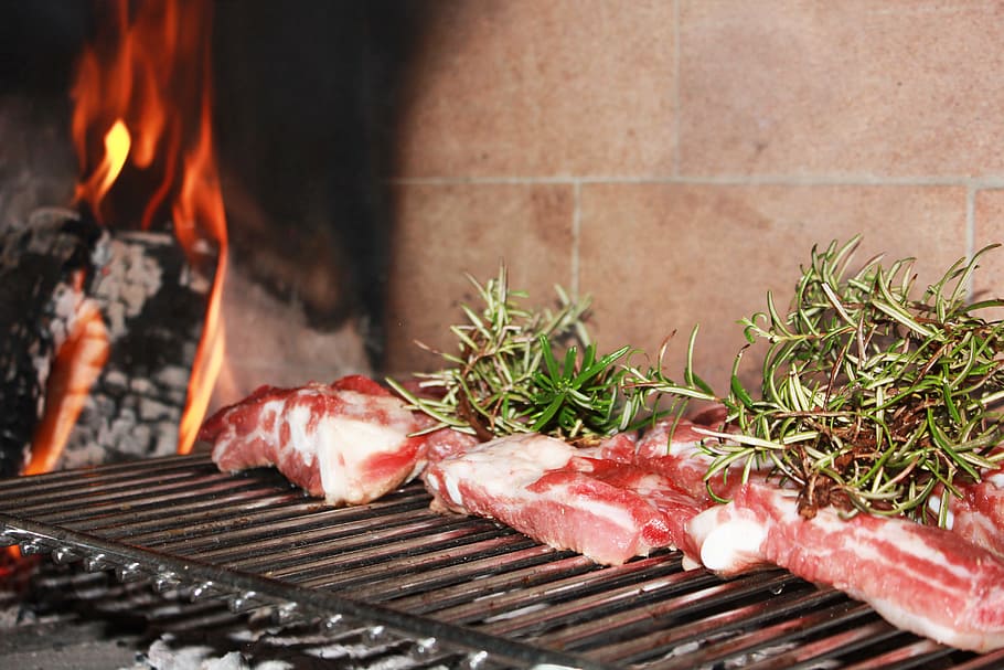 Meat, Barbecue, Rib, Rosemary, Cook, grid, kitchen, food, gastronomy, fire